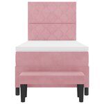 vidaXL Lit épaisseur rose avec matelas & banc 90x190 cm en velours