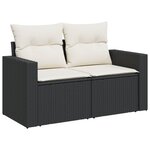vidaXL Salon de jardin 6 Pièces avec coussins noir résine tressée