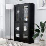 vidaXL Armoire à vitrine Noir 82 5x30 5x150 cm Bois d'ingénierie