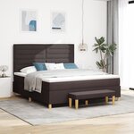 Lit à ressorts vidaXL avec matelas et banc marron foncé 180x200 cm en tissu
