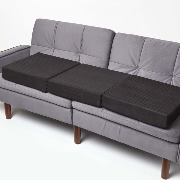 Coussin d'assise déhoussable pour canapé 3 places en suédine  Noir - HOMESCAPES