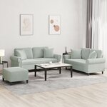 vidaXL Ensemble de canapés 3 Pièces avec coussins gris clair velours
