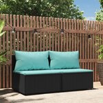 vidaXL Canapés centraux de jardin et coussins 2Pièces Noir Résine tressée