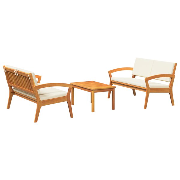 vidaXL Ensemble Bistro 3 pièces avec Coussins - Bois d'Acacia Massif