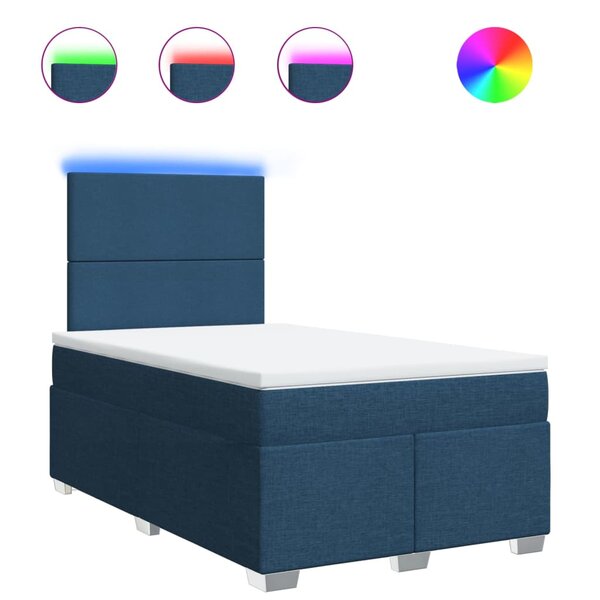 vidaXL Sommier à lattes de lit avec matelas Bleu 120x200 cm Tissu