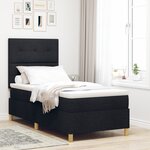 vidaXL Lit avec sommier et matelas noir simple en tissu