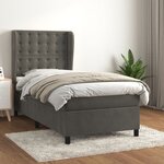 vidaXL Sommier à lattes de lit et matelas Gris foncé 90x190 cm Velours