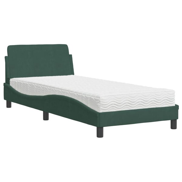 vidaXL Lit avec matelas vert foncé 80x200 cm velours
