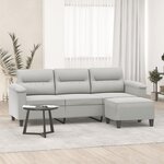 vidaXL Canapé 3 places repose-pieds Gris clair 180 cm Tissu microfibre