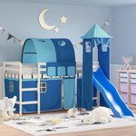 vidaXL Lit mezzanine enfants avec tour bleu 90x200 cm bois pin massif