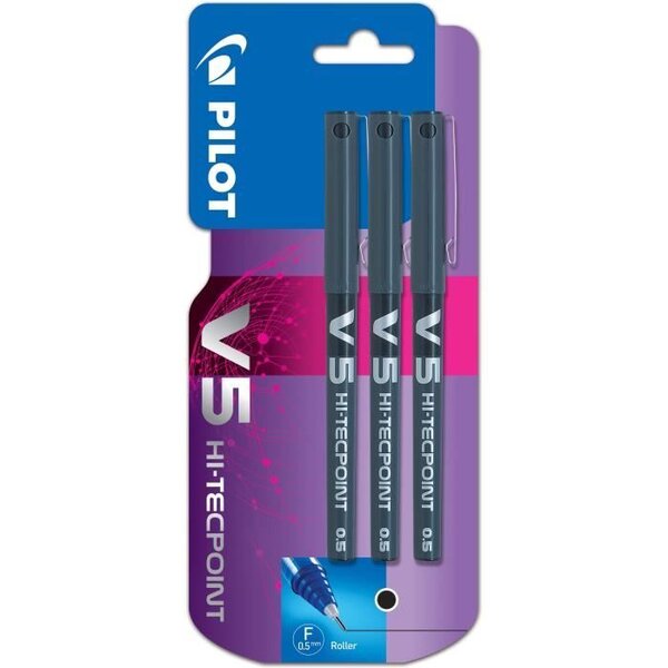 PILOT - Roller encre liquide - V5 X3 - Pointe Fine - Encre noire