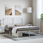 vidaXL Cadre de lit métal sans matelas et tête de lit blanc 150x200 cm