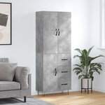 vidaXL Buffet haut Gris béton 69 5x34x180 cm Bois d'ingénierie