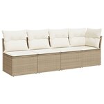 vidaXL Canapé de jardin avec coussins 4 places beige résine tressée