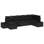 vidaXL Ensemble de canapé de jardin 7 pièces avec coussins en poly rattan noir