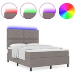 vidaXL Lit avec sommier et matelas & LED Taupe 140x200 cm Tissu