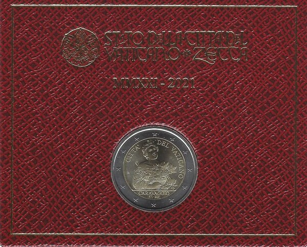 Monnaie 2 euros vatican 2021 - 450 ans de la naissance du caravage en coffret bu