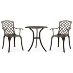 Ensemble de bistro jardin meuble extérieur terrasse 3 pièces aluminium coulé bronze 02_0013504