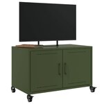 vidaXL Meuble TV vert olive 68x39x43 5 cm acier laminé à froid
