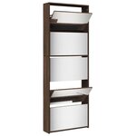 vidaXL Armoire à chaussures miroir 5niveaux Chêne marron 63x17x169 5cm