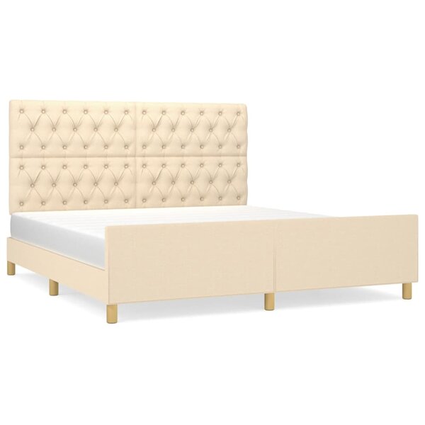 vidaXL Cadre de lit avec tête de lit Crème 160 x 200 cm Tissu