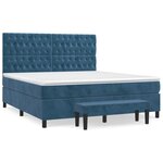 vidaXL Sommier à lattes de lit et matelas Bleu foncé 180x200cm Velours
