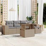vidaXL Salon de jardin avec coussins 6 Pièces beige résine tressée
