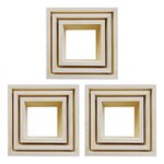 3 blocs de 3 petites étagères carrées en bois 22  18 et 14 cm