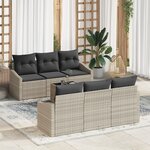 vidaXL Canapés de Jardin 7 Pièces avec Coussins Gris Clair