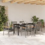 vidaXL Ensemble de salle à manger de jardin de 7 pièces avec coussins en gris poly rattan