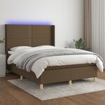 vidaXL Sommier à lattes de lit matelas et LED Marron foncé 140x190 cm