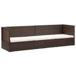 Lit de jardin avec coussin et oreillers résine tressée marron 02_0012000