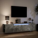 vidaXL Meuble TV mural avec LED gris béton 180x31x39 5 cm