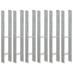 vidaXL Piquets de clôture 6 Pièces Argenté 9x6x60 cm Acier galvanisé