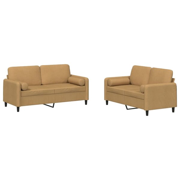 vidaXL Ensemble de canapés 2 Pièces avec coussins marron velours