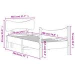 vidaXL Cadre de lit sans matelas 75x190 cm bois de pin massif