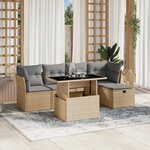 vidaXL Salon de jardin avec coussins 6 Pièces beige résine tressée