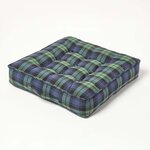Coussin d'assise rehausseur en coton à carreaux écossais Bleu  50 x 50 x 10 cm - HOMESCAPES