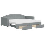 vidaXL Lit de jour avec gigogne et tiroirs gris clair 90x190 cm tissu