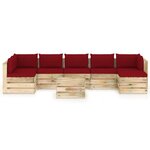 vidaXL Salon de jardin 8 Pièces avec coussins Bois imprégné de vert