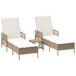 vidaXL Ensemble de chaises longues Ensemble de 3 Beige et crème