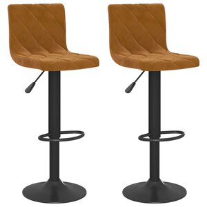 Vidaxl tabourets de bar 2 pcs marron velours