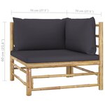 vidaXL Salon de jardin 10 Pièces avec coussins gris foncé bambou