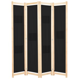 vidaXL Cloison de séparation 4 panneaux Noir 160x170x4 cm Tissu