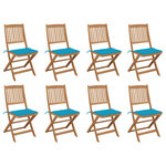 vidaXL Chaises pliables d'extérieur avec coussins 8 Pièces Bois d'acacia