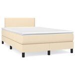 vidaXL Sommier à lattes de lit avec matelas crème 120x190 cm tissu
