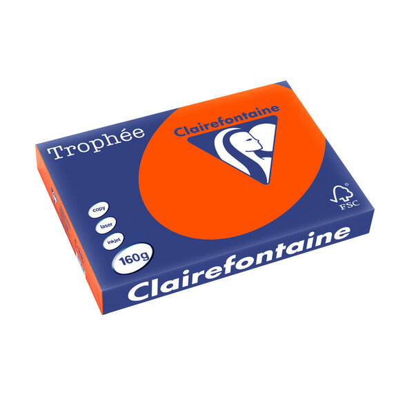 Ramette 250 Feuilles Papier 160g A3 420x297 mm Certifié FSC Rouge cardinal TROPHÉE