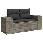 Set de 10 pièces canapé jardin gris poly rattan acacia