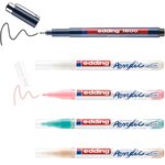 Edding Acrylique Manga Set Pack de 4 Feutres 5300 + 1 Feutre 1800 + 6 Cartes Vierges + 3 Gabarits + 1 Livret avec Instructions - Couleurs Assorties