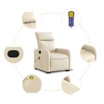 vidaXL Fauteuil inclinable de massage Crème Tissu